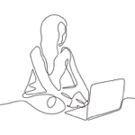 woman laptop linedrawing